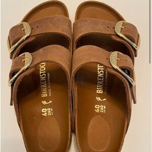 NWT BIRKENSTOCK Arizona Leather Dual-Buckle Slide Sandals EU 42 L 11 M 9